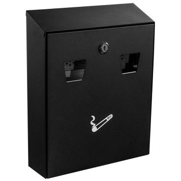 Alpine Industries 490-01-BLK Black Steel 10 1/2" Wide Wall-Mount All-In-One Cigarette Disposal Station With Inner Receptacle