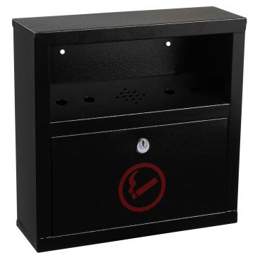 Alpine Industries 490-02-BLK Black Steel 5 4/5" Wide Wall-Mount Quick Clean Cigarette Disposal Station With Inner Receptacle