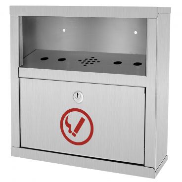 Alpine Industries 490-02-SS Stainless Steel 5 4/5" Wide Wall-Mount Quick Clean Cigarette Disposal Station With Inner Receptacle