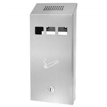 Alpine Industries 490-03-SS Stainless Steel 5 1/2" Wide Wall-Mount Cigarette Disposal Tower With Inner Receptacle