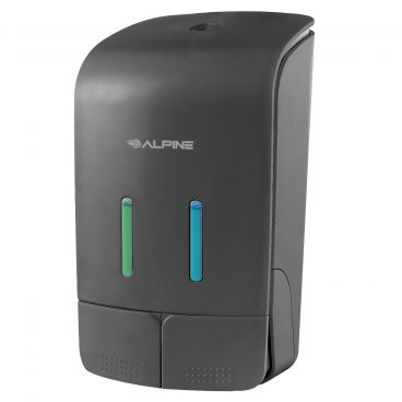 Alpine Industries ALP426-GRY Gray Dual 18.5 oz Tank Manual Surface-Mount ABS Plastic Double Soap And Hand Sanitizer Dispenser