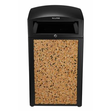 Alpine Industries ALP471-40-STO 40 Gallon All Weather Trash Container With Brown Stone Panels