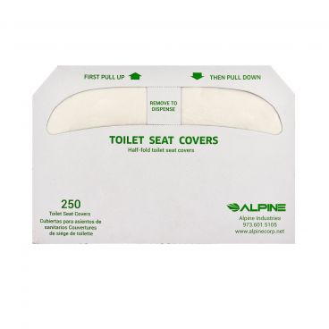 Alpine Industries P400-C White Half-Fold Flushable Eco-Friendly Virgin Pulp Toilet Seat Covers