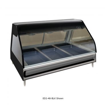 Alto-Shaam ED2-48/P-BLK 48" Black Full Length Self Service Countertop Heated Display Case With Curved Glass, 230V