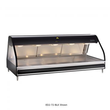 Alto-Shaam ED2-72/P-SS 72" Stainless Steel Full Length Self Service Countertop Heated Display Case With Curved Glass, 208-240V
