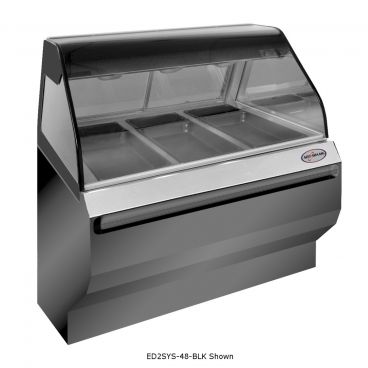 Alto-Shaam ED2SYS-48/P-BLK 48" Black Full Length Self Service Heated Display Case With Base And Curved Glass, 230V