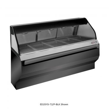 Alto-Shaam ED2SYS-72/PL-BLK 72" Black Left Side Self Service Heated Display Case With Base And Curved Glass, 208-240V