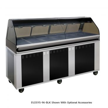 Alto-Shaam EU2SYS-96/PL-SS 96" Stainless Steel Left Side Self Service Heated ED2-96/PL Cook / Hold Display Case On BU2-96 Decorator Base With Curved Glass, 208-240V