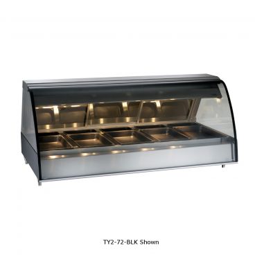 Alto-Shaam TY2-72-SS 72" Stainless Steel Full Service Countertop Heated Deli Display Case With Curved Glass, 208-240V