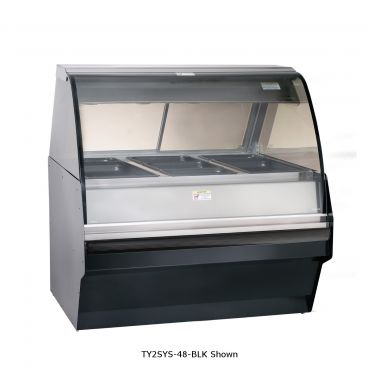 Alto-Shaam TY2SYS-48/P-SS 48" Stainless Steel Full Length Self Service Heated Deli Display Case With Base And Curved Glass, 208-240V