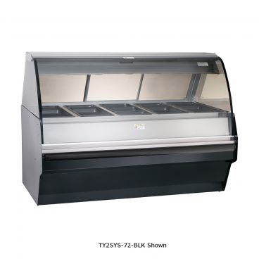 Alto-Shaam TY2SYS-72/PL-BLK 72" Black Left Side Self Service Heated Deli Display Case With Base And Curved Glass, 208-240V