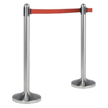 American Metalcraft RSRTRD Securit Barrier Post and Base System with 84" Red Nylon Tape
