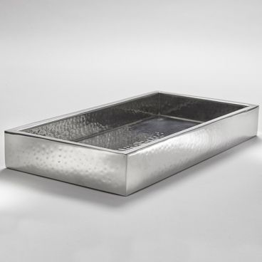 American Metalcraft SBHL Hammered Stainless Steel Double Wall Rectangular Crate - 17" x 9"