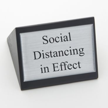 American Metalcraft SIGNSD Wood Sign, Black, Social Distance, Double-Sided, 3"W X 1-3/4"H