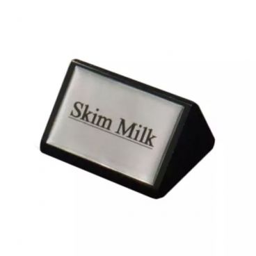 American Metalcraft SIGNSK9 3" x 1 3/4" Black Triangular Wood "Skim Milk" Sign