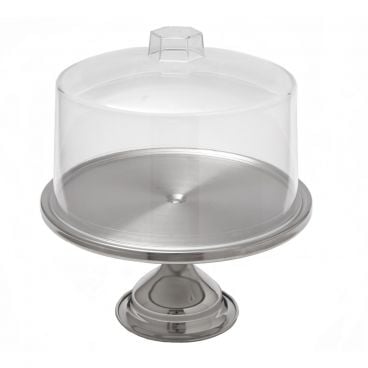 American Metalcraft 19SET Stainless Steel 13 1/2" Round Cake Stand w/ Clear Plastic Cover