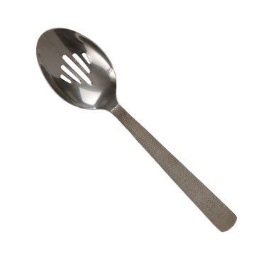 American Metalcraft BLHSS10 10" Hammered Stainless Steel Vintage Finish Slotted Serving Spoon
