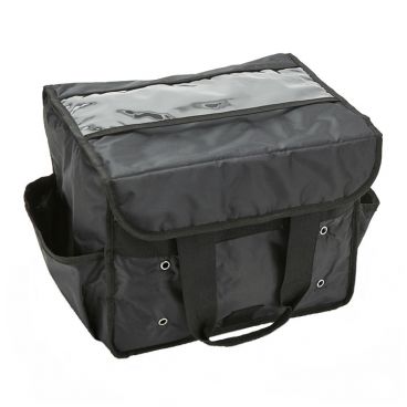 American Metalcraft BLSB1512 Black 15" x 9" x 12" Nylon Deluxe Sandwich Delivery Bag
