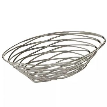 American Metalcraft FRUC16 Silver 9" x 6" Oval Birdnest Basket