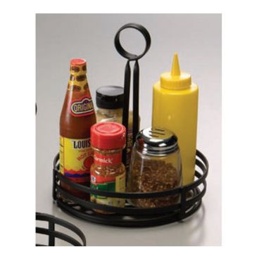 American Metalcraft FWC89 Flat Coil Wrought Iron 8" x 9-1/2" Round Condiment Holder