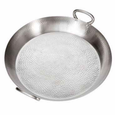 American Metalcraft GP21 Hammered Stainless Steel Round Paella Griddle Pan - 22" x 5"