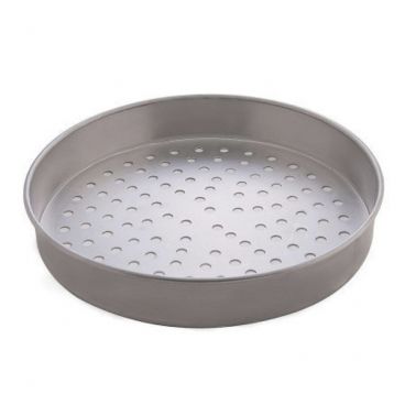 American Metalcraft HA5014-P 14" x 2" Perforated Straight Sided Self-Stacking Heavy Weight Aluminum Pizza Pan