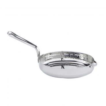 American Metalcraft MPS14 Hammered Stainless Steel 6 3/4" x 5 1/2" Oval 14 oz Mini Skillet