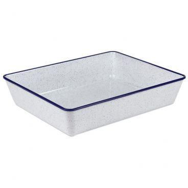 American Metalcraft MRS1215 Blue-Speckled White With Blue Rim 212 oz 15 Inch x 12 Inch Rectangular Endurance Collection Melamine Serving Bowl
