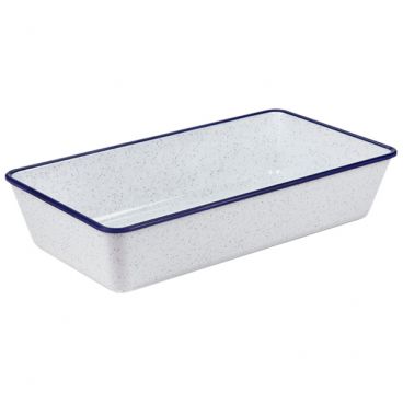 American Metalcraft MRS815 Blue-Speckled White With Blue Rim 144 oz 15 Inch x 8 Inch Rectangular Endurance Collection Melamine Serving Bowl