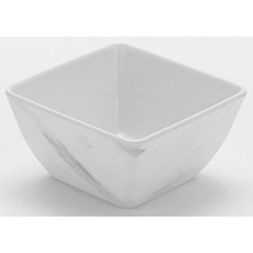 American Metalcraft MWMSQ5 White Marble 19 oz 5 Inch Square Naturals Collection Melamine Serving Bowl