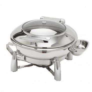 American Metalcraft REVLRD20 Evolution 7 Quart Round Chafing Dish with Spoon Rest - 20 1/2" x 20" x 12"