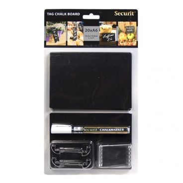 American Metalcraft TAGA6WT 6" x 4" Mini Black Chalk Cards and Marker Display Kit