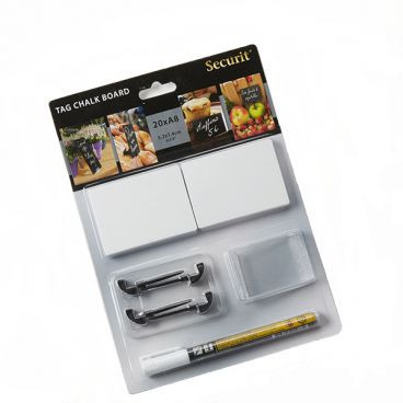 American Metalcraft TAGA8BL 3" x 2" Mini White Chalk Cards and Marker Display Kit