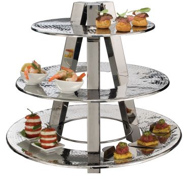 American Metalcraft TTS2319 Ascent3 Three Tier Hammered Stainless Steel Display Stand