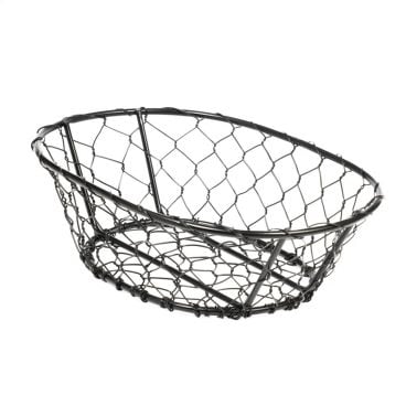 American Metalcraft WIR4 Black 6-1/2" x 9-1/2" Oval Chix Wire Basket