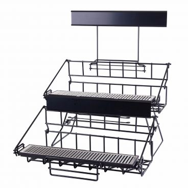 Winco APRK-6 Six Compartment Two Level Black Wire Airpot Rack with Stainless Steel Drip Tray