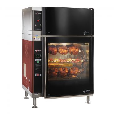 Alto-Shaam AR-7EVH-DBLPANE 39 1/8" Double Pane Curved Glass Rotisserie Oven With 7 Angled Spits And Ventless Hood, 208V/1P