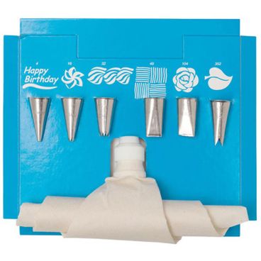 Ateco 332 August Thomsen 8 Piece Cake and Food Decorating Kit With 6 Tubes 1 Plastic Coated Bag And 1 Coupler