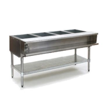 Eagle AWTP4-NG 63-1/2" Four-Well Gas Water Bath Steam Table with Galvanized Legs and Safety Pilot - 30,000 BTU