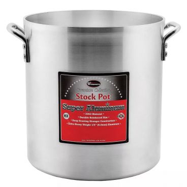 Winco AXHH-40 40 Quart Aluminum Stock Pot with Reinforced Rim and Riveted Handles