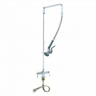 T&S Brass B-0111 Single-Center Deck-Mounted Pre-Rinse Spray Unit with 12" L-Tube and 20" Flexible Hose - 1.15 GPM
