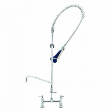 T&S Brass B-0123-A12-B08 8" Center Deck-Mounted Pre-Rinse Spray Unit with Swing Nozzle, Add-On Faucet, and 44" Flexible Hose - 1.07 GPM