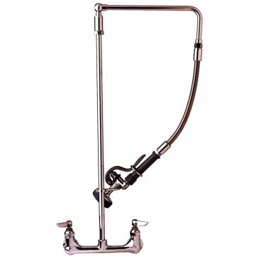 T&S Brass B-0131 8" Wall-Mounted Pre-Rinse Unit with Overhead Swivel Arm and 20" Flexible Hose - 1.15 GPM