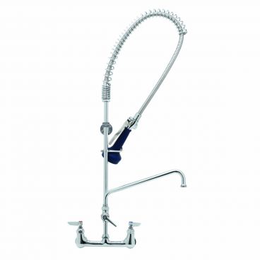 T&S Brass B-0133-A12-B08 8" Center Wall-Mounted Pre-Rinse Spray Unit with Swing Nozzle, 6" Wall Bracket, and 44" Flexible Hose - 1.07 GPM
