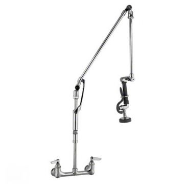 T&S Brass B-0134 8" Center Wall-Mounted Pre-Rinse Unit with Retractable Swivel Arm - 1.15 GPM