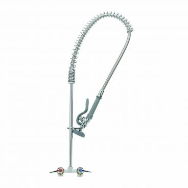 T&S Brass B-0163 4" Center Wall-Mounted Pre-Rinse Spray Unit with 44" Flexible Hose and 1.15 GPM Spray Valve - 1/2" NPT
