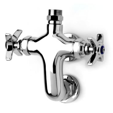 T&S Brass B-0316-LN 3" Vertical Center Wall-Mounted Double Pantry Swivel Faucet Base - 1/2 NPT