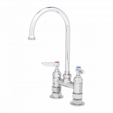 T&S Brass B-0325-CR Deck Mount Double Pantry Faucet with Swivel Gooseneck Nozzle and Cerama Cartridges