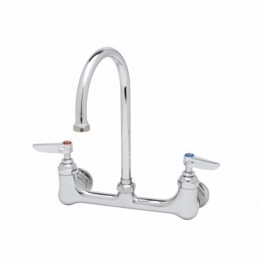 T&S Brass B-0331-CR Wall Mount Pantry Faucet with Swivel Gooseneck Nozzle and Cerama Cartridges