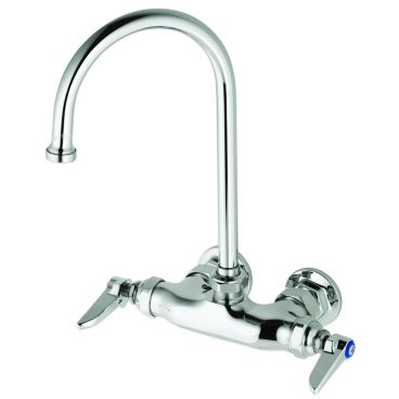 T&S Brass B-0346 Center Wall-Mounted Faucet with 3" Adjustable Centers and Swivel Gooseneck - 1/2" NPT